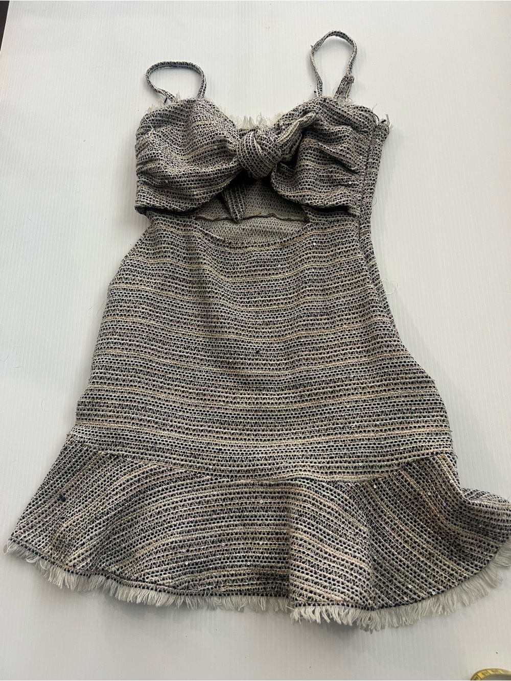 Storia ' Striped Knit Sundress in Beige and Black